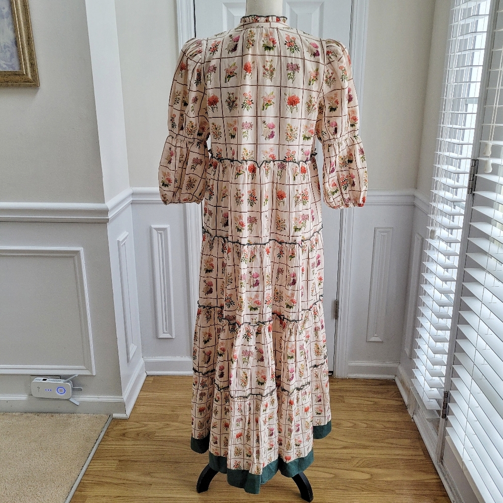Anna Cate Vintage Stamp‎ Emily Floral Maxi Dress Linen Cotton Size M - Picture 4 of 15